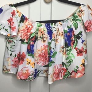 Colourful Cropped Off the Shoulder Floral Top